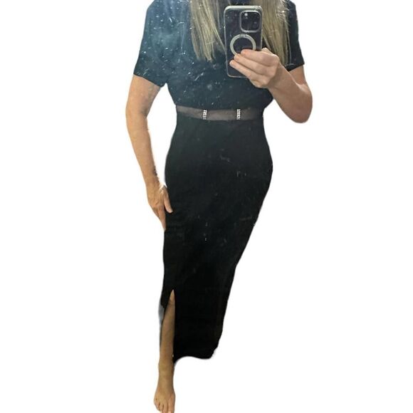 Vintage Betsy & Adam Black Maxi Formal Dress Size 13-14 - Picture 1 of 16